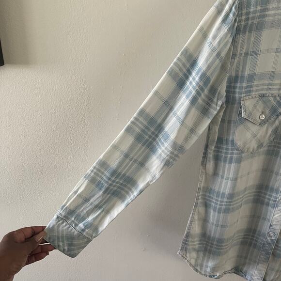 Rails Plaid Button-Up Shirt Womens Small Blue White Western Style Long Sleeves - Picture 3 of 13